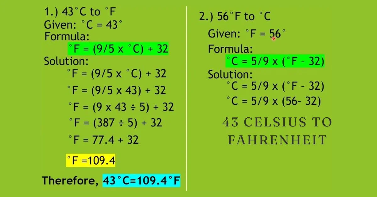 43 celsius to Fahrenheit